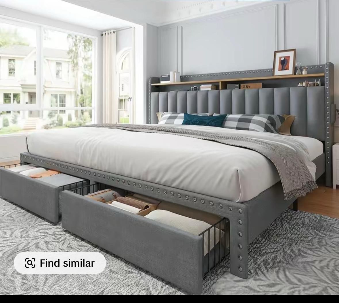 Bed frame for Queen Bed Frame with Headboard&Storage,NO