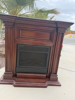 Electric Fireplace with Wood Mantel Cabinet