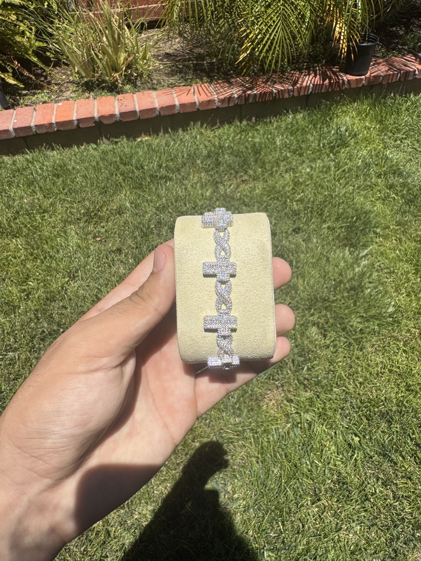 925 silver and moissanite Cross bracelet