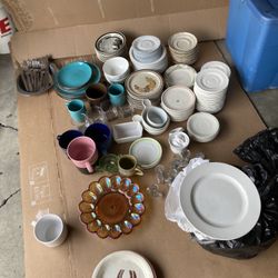 Huge Lot Of Plates Glassware Glasses Shot 