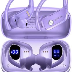 Wireless Earbuds Bluetooth Headphones 48hrs Play Back Sport Earphones with LED Display Over-Ear Buds with Earhooks Built-in Mic Headset for Workout Pu
