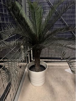 Artificial Palm Tree with Modern White Planter – 4 Ft Tall