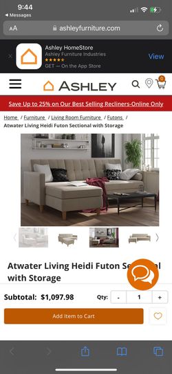 Atwater Living Heidi Futon Sectional with Storage