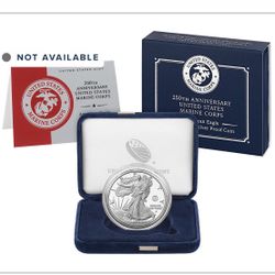 250th Anniversary United States Marine Corps American Eagle One Ounce Silver Proof Coin