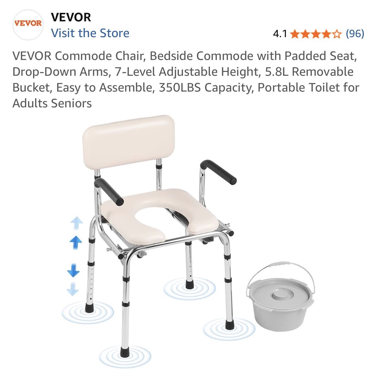 Vevor Commode Shower Chair Toilet Open Box