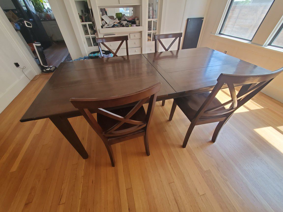 Dining Room Table With Two Extensions Plus 4 Chairs