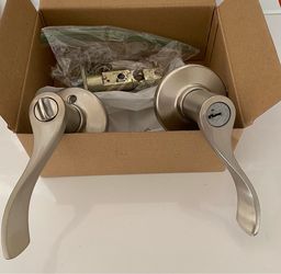 Satin Nickel Door Lever Lock Set