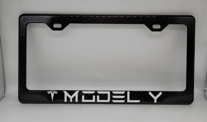 BRAND NEW TESLA MODEL Y 100% Real Carbon Fiber License Plate Frame Tag Cover Original 3K