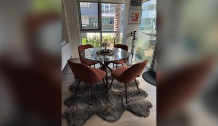 5-Piece Round Glass Dining Table Set with 4 Chairs