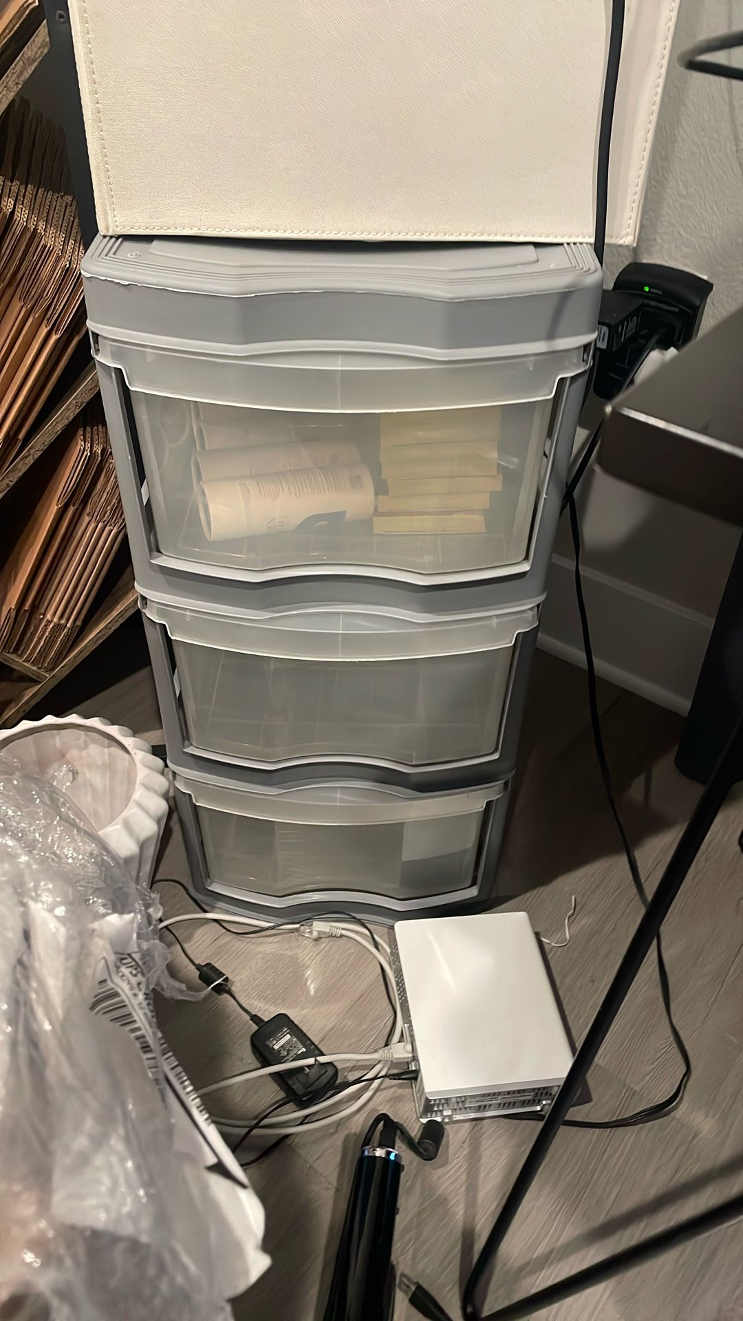 Plastic Storage Bin W/ Free Boxes- Moving Sale