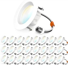 Sunco 24 Pack 4 Inch LED Recessed Lights, Retrofit Can Lighting, 660 LM, 11W (40W Equivalent), Selectable CCT 2700K/3000K/3500K/4000K/5000K, Dimmable,