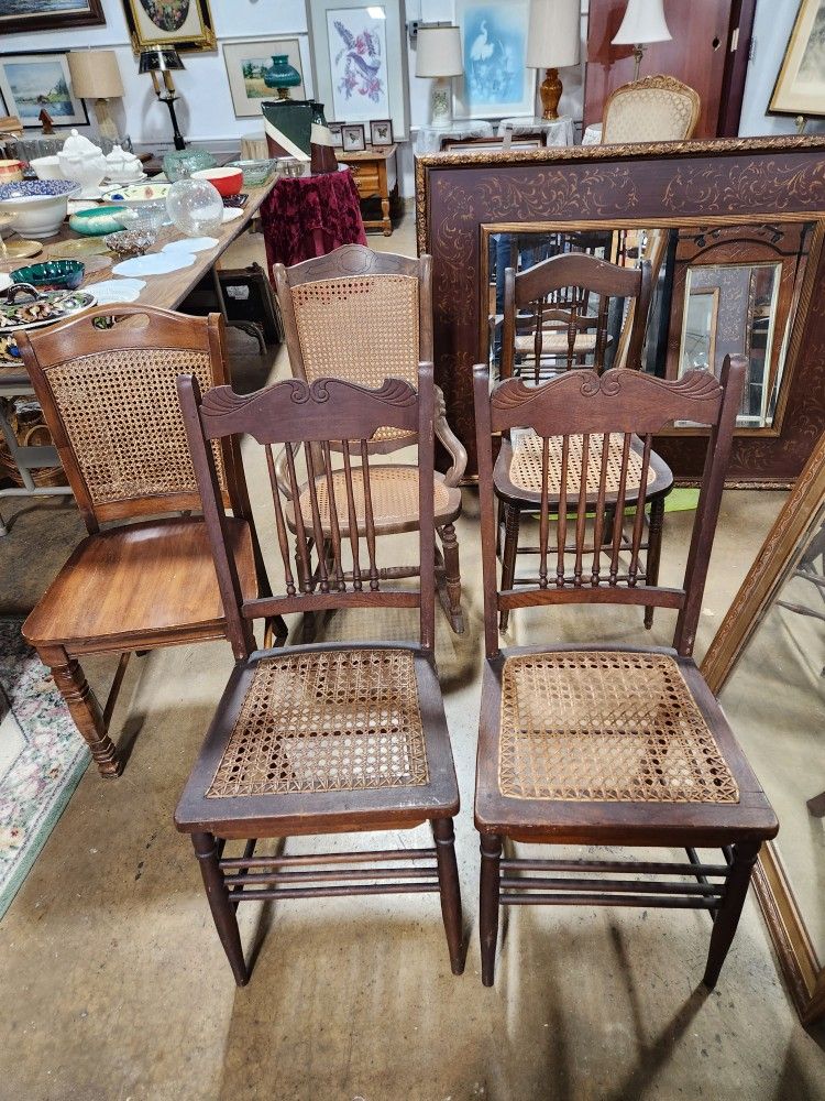 Wooden Caned Chairs & Rocker