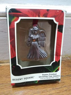 Regent Square 3" Angel Christmas Ornament Pewter Finished With Swarovski Crystal