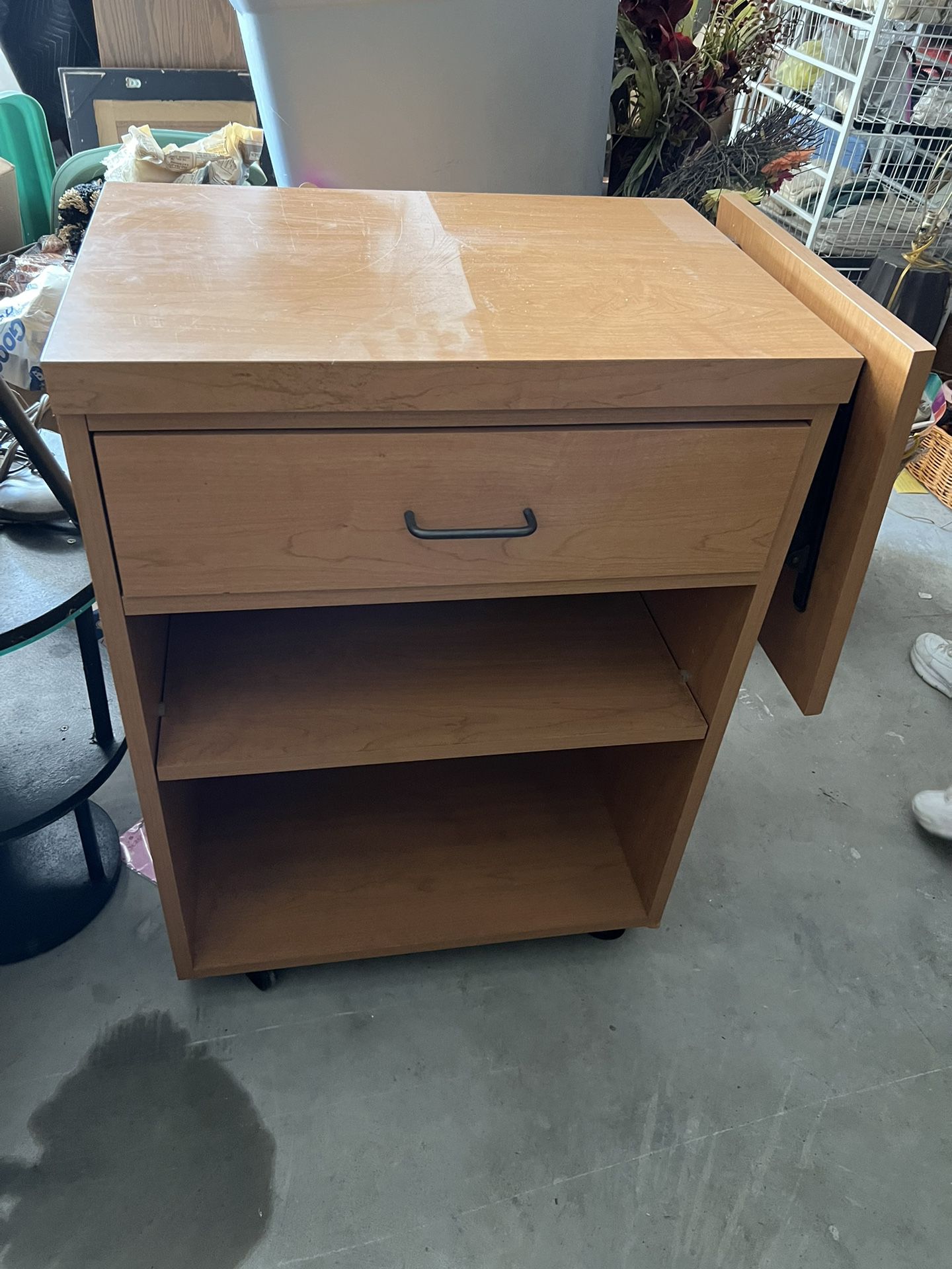 Drop Leaf Roll Around Cabinet /Table