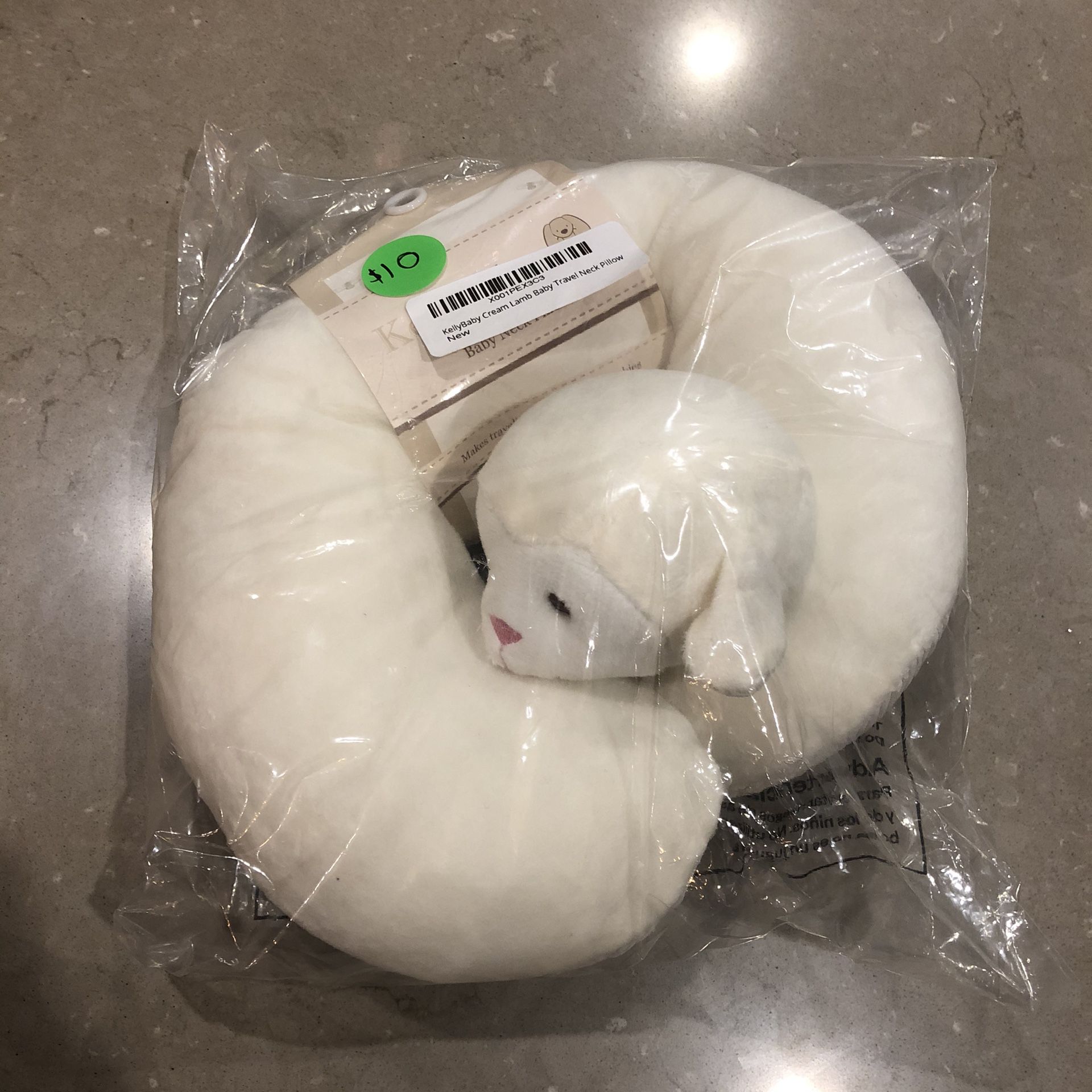 Lamb Baby Neck Pillow- 10""- Cream
