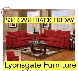 $30 CASH BACK FRIDAY ONLY! New red couch and Loveseat Sofa Set! Hot Saves On Sectional Deals