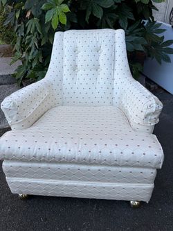 Tufted Upholstered Armchair with Brass Casters