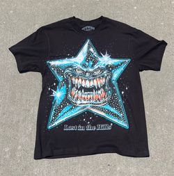 BLACK Lost in the Hills MEDIUM Rhinestone / Chrome star shirt