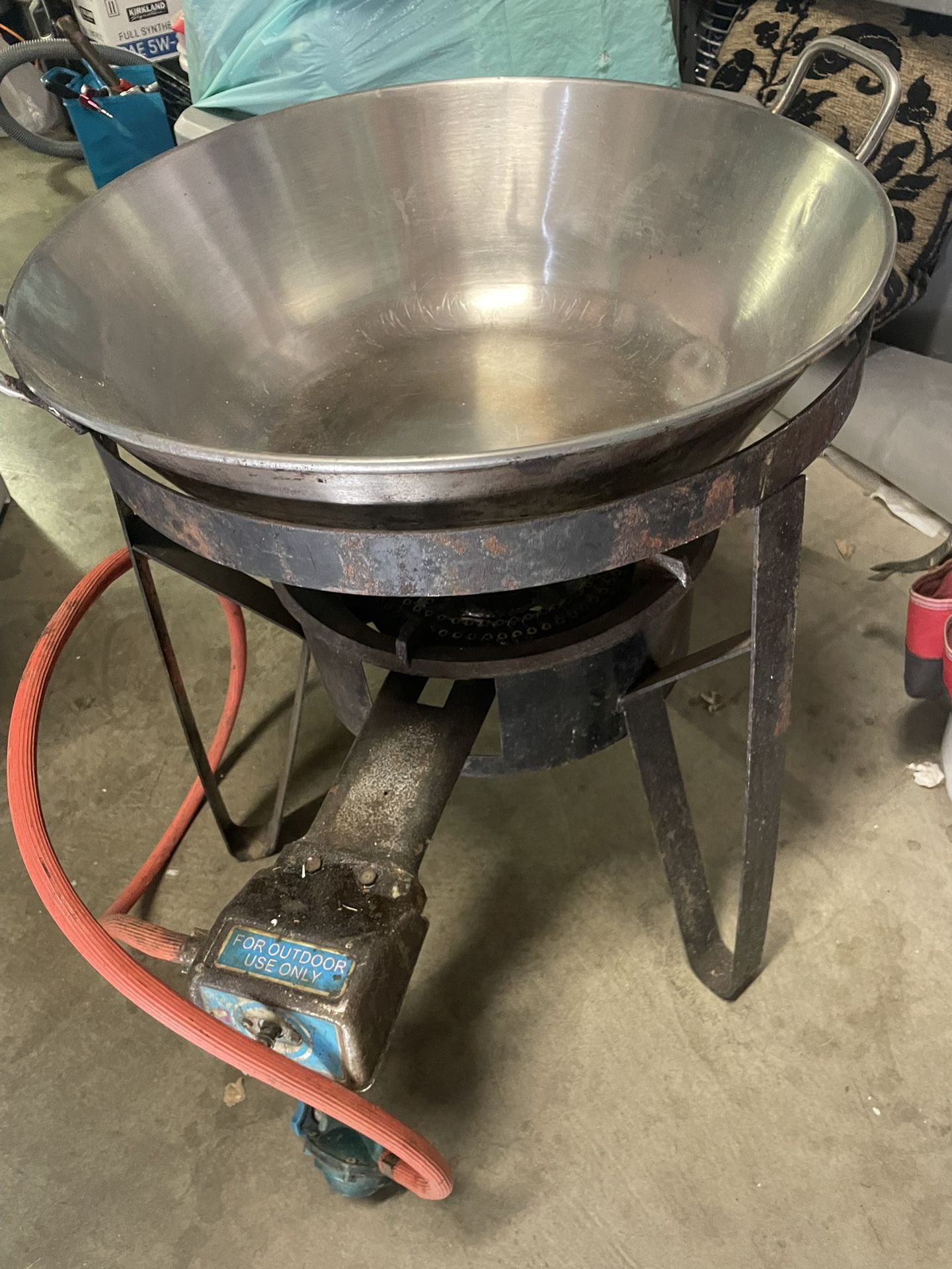 Burner With Stainless Steel Fryer Wok