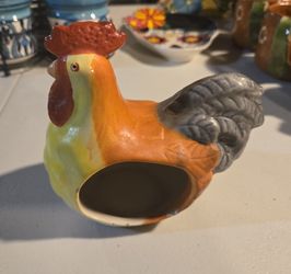 Ceramic rooster sponge or scrubby holder