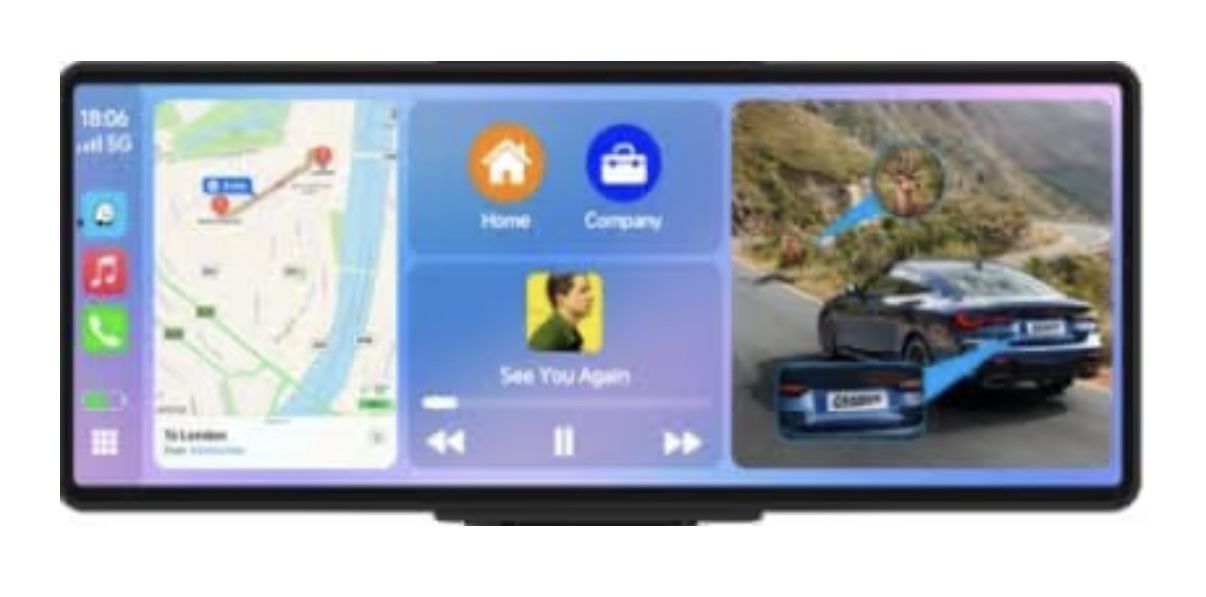 Portable Wireless CarPlay & Android Auto Adapter for Car, 9" 4K Touch Screen