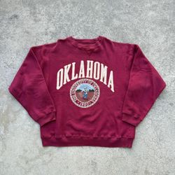 Vintage 90’s The University Of Oklahoma Collegiate Crewneck Sweater Burgundy 
