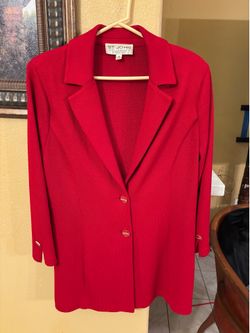 St. John Collection by Marie Gray Red Knit Blazer - Size 14