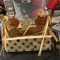 Fall Themed Wooden Basket