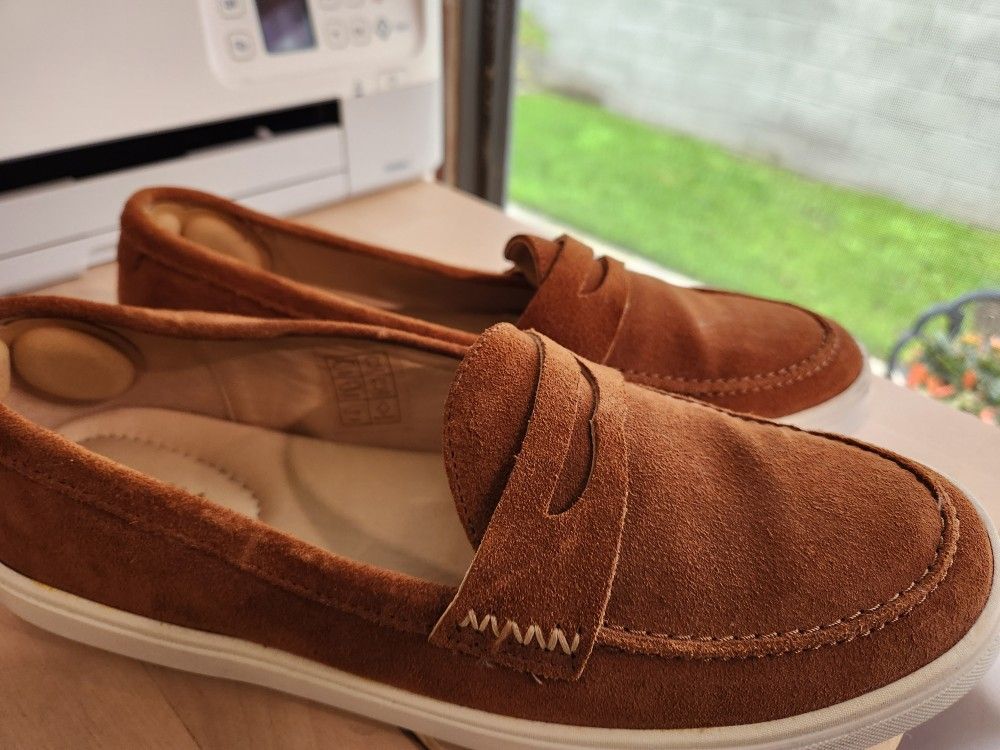 Patina Brown Suede Leather Loafers