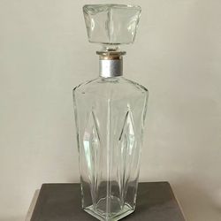 Vintage Etched Glass Bottle Decanter