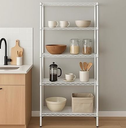 NEW 5 Tier Shelves, Adjustable Shelving System, 14-Inch by 36-Inch by 72-Inch, White !