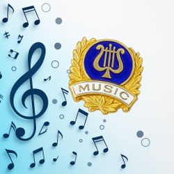 Vintage 1970s Enamel Lyre Music Award Pin, 0.5x0.5”