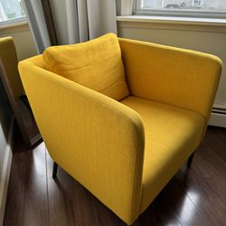 Two Modern Yellow Armchair - IKEA Ekero 