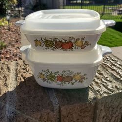 Vintage Spice Of Life Corning Ware Casserole Dishes W Lids X2