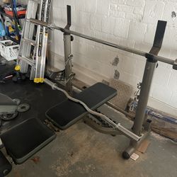 Olympic Bench, Bar And Curl Bar