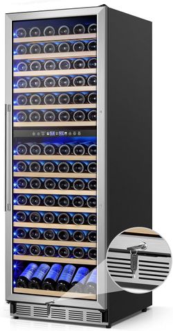 Wine Cooler Refrigerator 24 Inch, 180 Bottles Large Wine Fridge Dual Zones