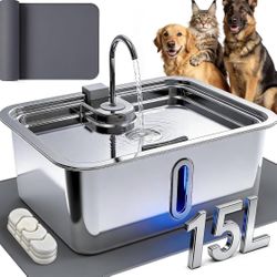 🌈🌈🌈 Large Pet Water Fountain with Filters （15L/4Gal)