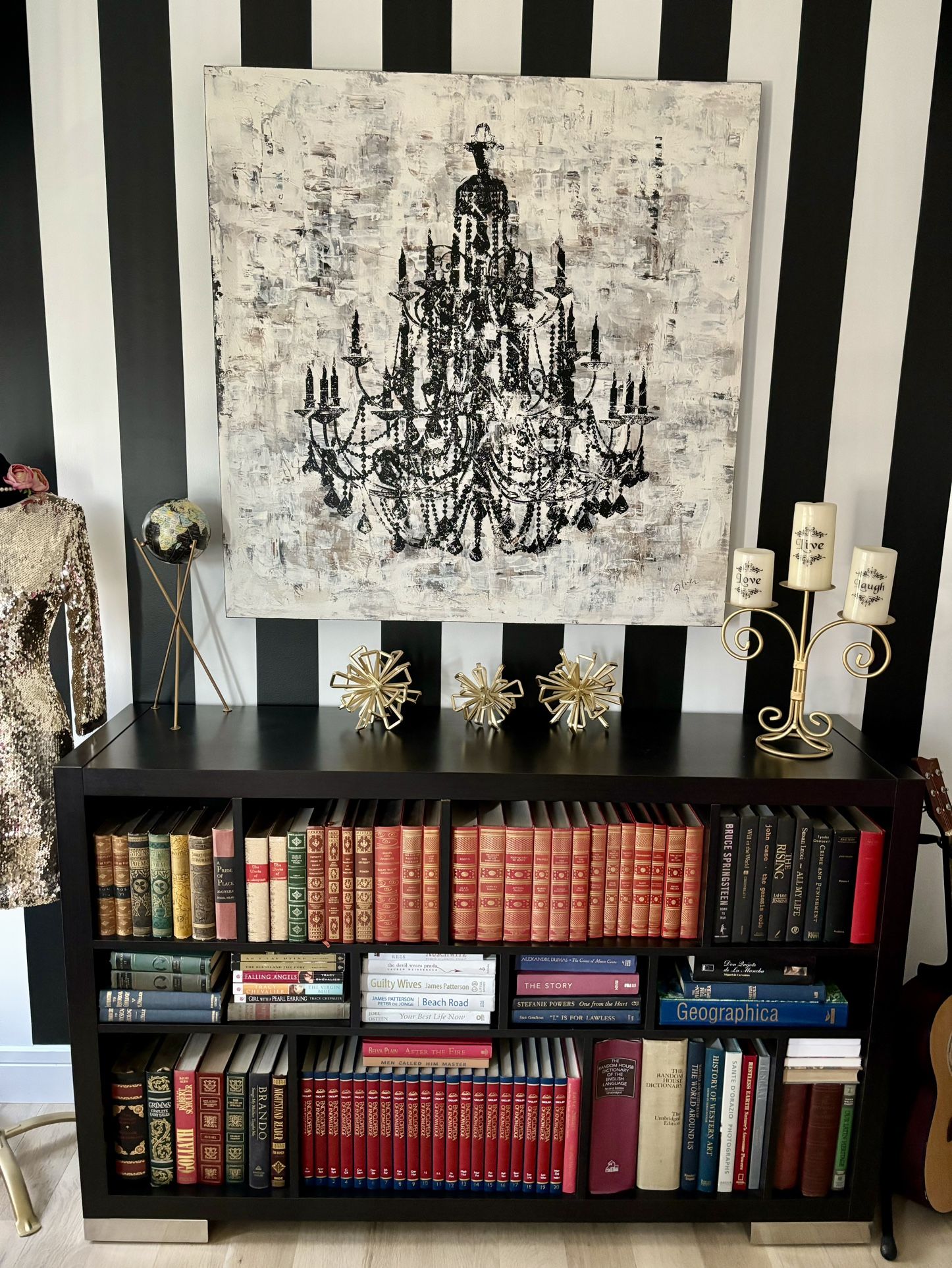 Large Painting’Glam Chandelier Jeweled Canvas Wall Art