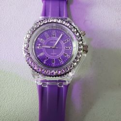 Purple Rubber Clear Bezel Watch