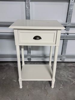 White Nightstand with Drawer and Shelf