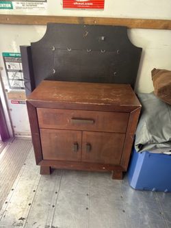 Wood Nightstand with Drawer and Cabinet