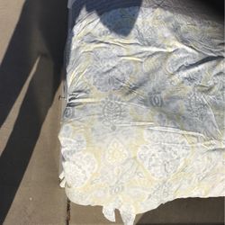 Queen size comforter gray yellow and white