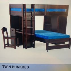 Beautiful Bunk Bed With Desk And Storage