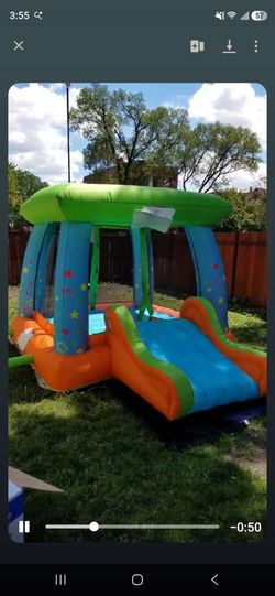 Bouncy with basketball rim and basketball