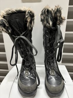 Women's Gray Fur-Lined Winter Boots