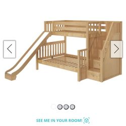 Twin Over Full Bunk Bed With Stairs And Slide