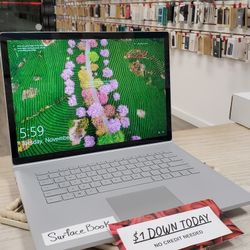 Microsoft Surface Book 2 Laptop 15 IN - $1 Down Today - NO CREDIT Needed