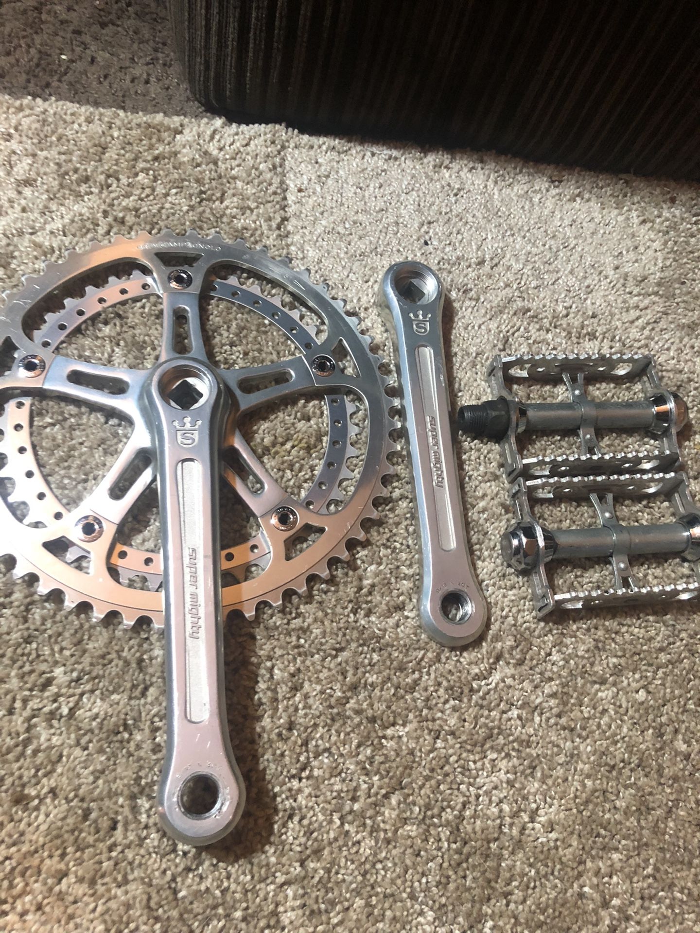 Sugino Super mighty crank set with pedals