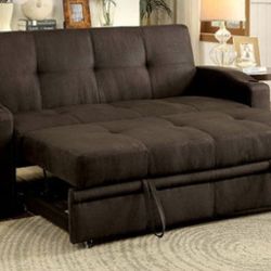 Brand New Brown Adjustable Sofa Sleeper w Cup Holders 