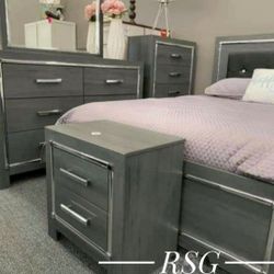 Bedroom Set; Led Lights Queen Bed Frame, Dresser, Night Stand, Mirror 💛No Needed Credit Check 💛 $39 Down Payment with Financing2107